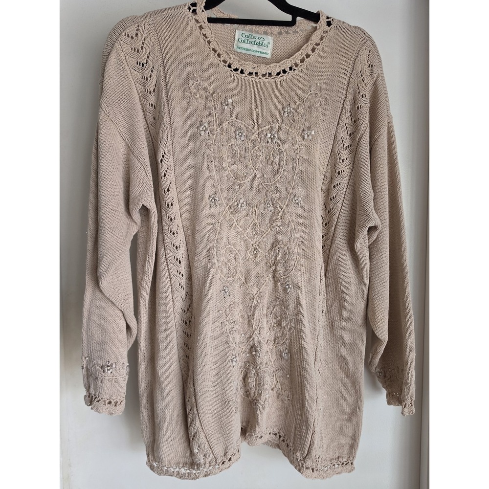 VTG Colleen's Collectables Beige Long Sleeve Pullover Sweater Cottagecore